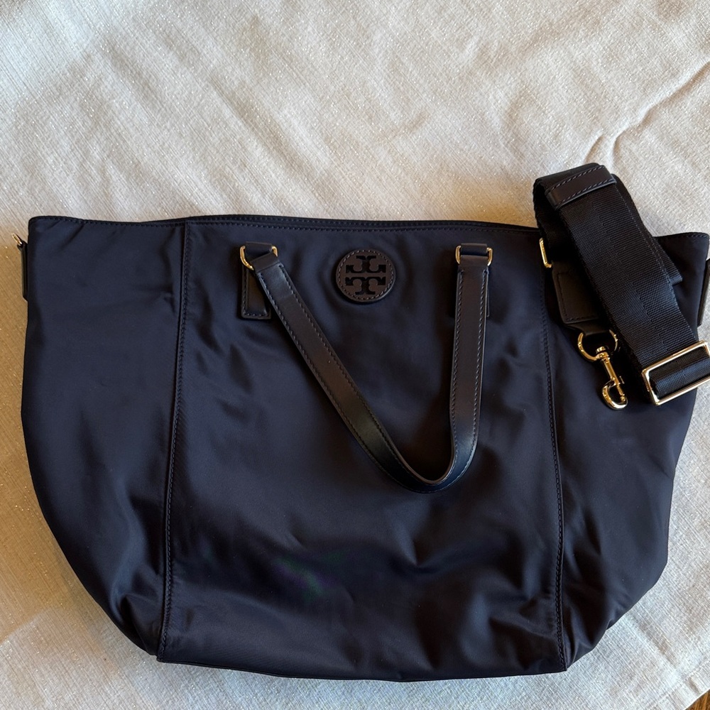 Tory Burch Navy Nylon Tote Bag